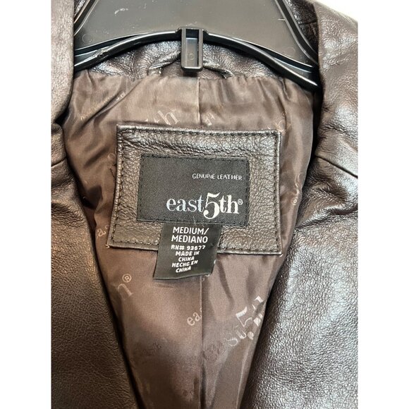 Vintage East 5th Womens Genuine Leather Blazer Jacket Medium Black Button-Up Pro - Picture 3 of 4